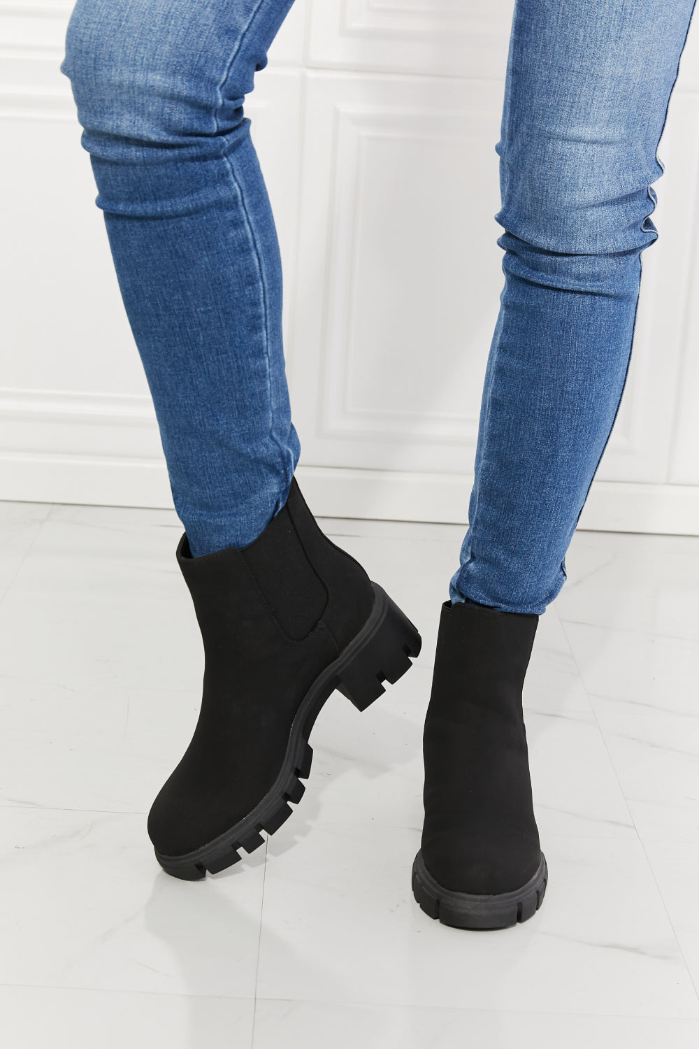 MMShoes Work For It Matte Lug Sole Chelsea Boots in Black - So•phis•ti•hood Boutique